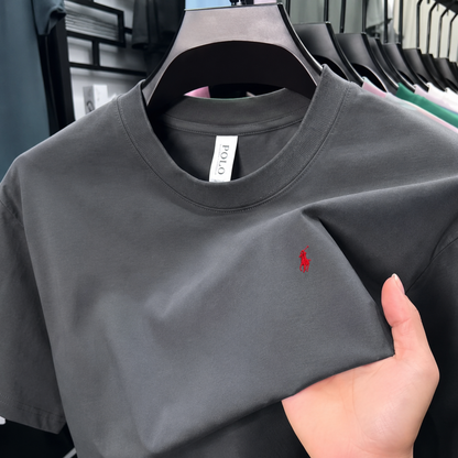 High-End Men's Tee – 100% Cotton Luxury Streetwear with Signature Pony Embroidery