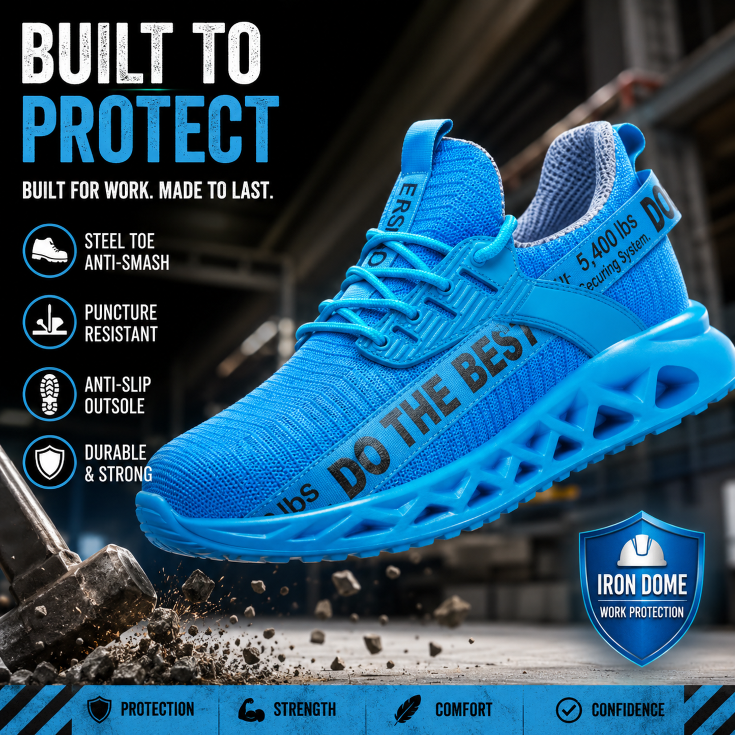 IronDome Work Shoes – Professional Steel Toe Safety Sneakers with Maximum Protection & All-Day Comfort