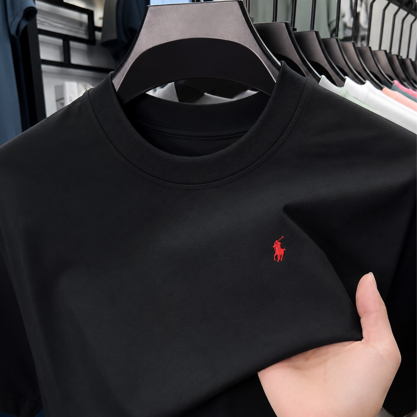 High-End Men's Tee – 100% Cotton Luxury Streetwear with Signature Pony Embroidery
