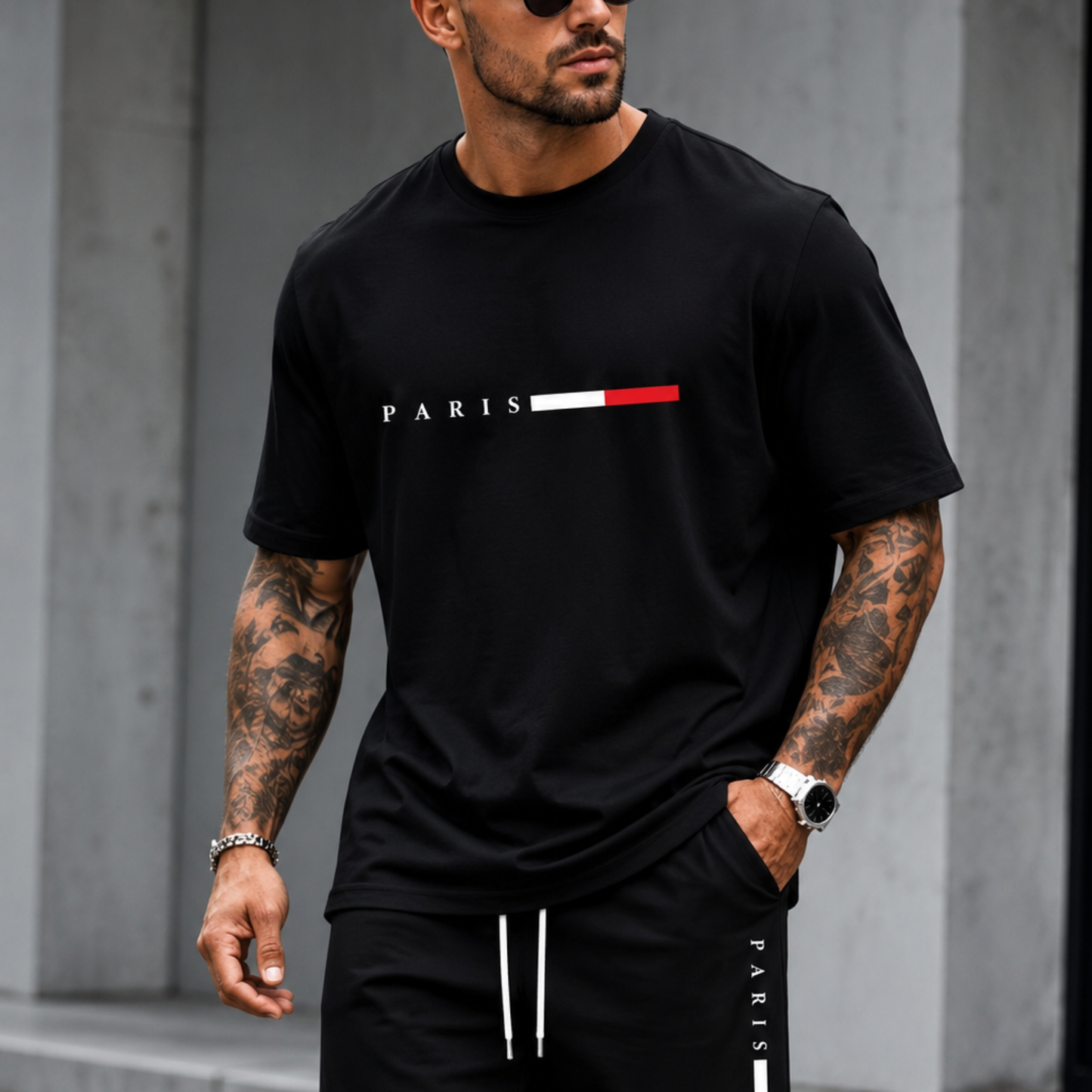 PARIS Luxury Streetwear Set – Premium Oversized T-Shirt & Shorts for Men