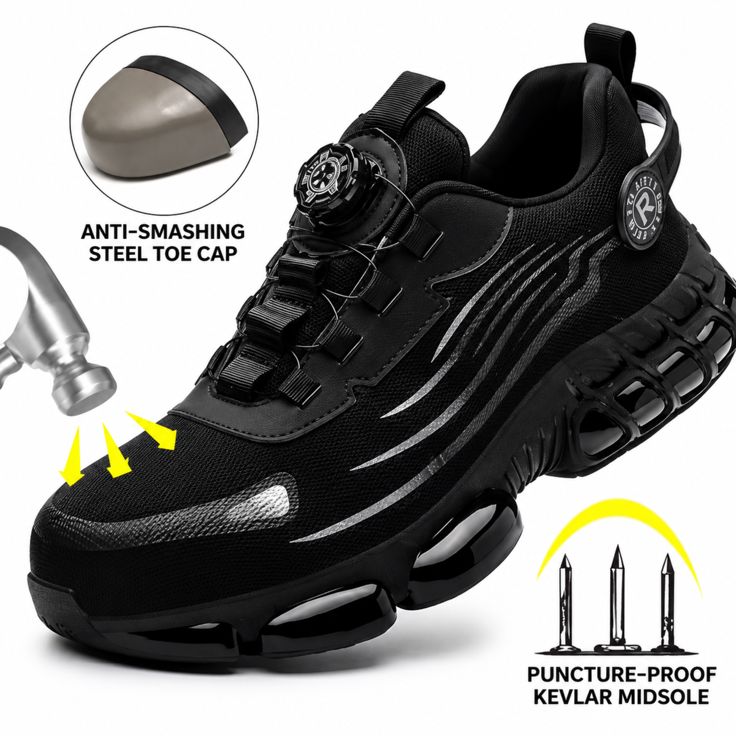 Men’s Work Safety Shoes Breathable Steel Toe Sneakers Anti-Smash Casual Safety Boots
