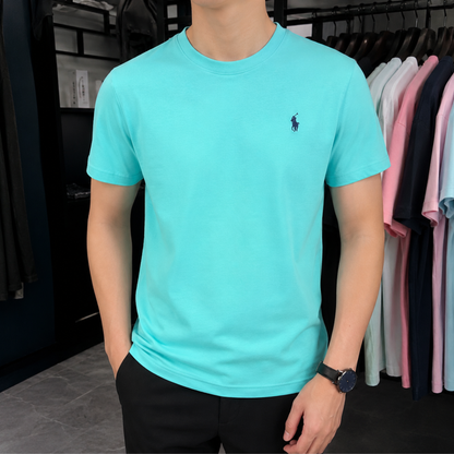 High-End Men's Tee – 100% Cotton Luxury Streetwear with Signature Pony Embroidery