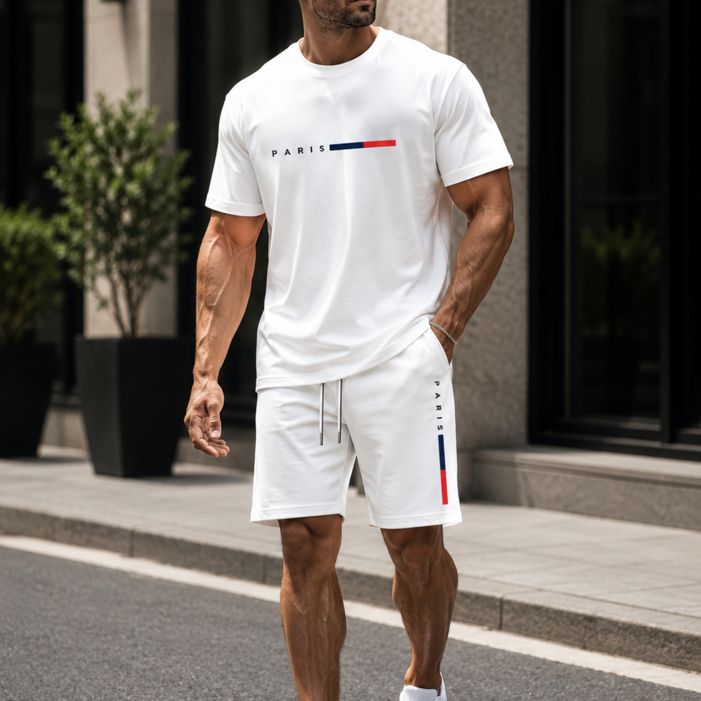 PARIS Luxury Streetwear Set – Premium Oversized T-Shirt & Shorts for Men