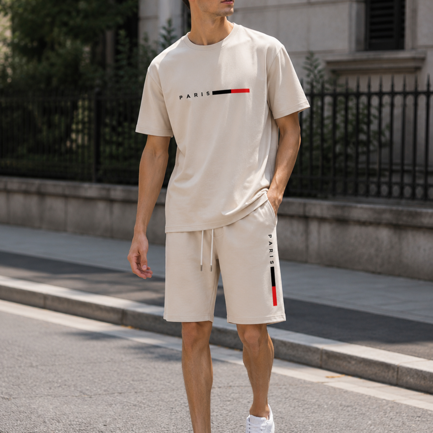 PARIS Luxury Streetwear Set – Premium Oversized T-Shirt & Shorts for Men