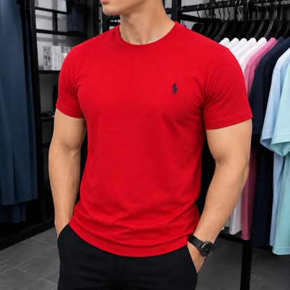 High-End Men's Tee – 100% Cotton Luxury Streetwear with Signature Pony Embroidery